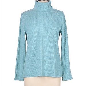 T by Talbots Teal Blue Turquoise Turtleneck Sweater Snap Shoulder Ribbed XL